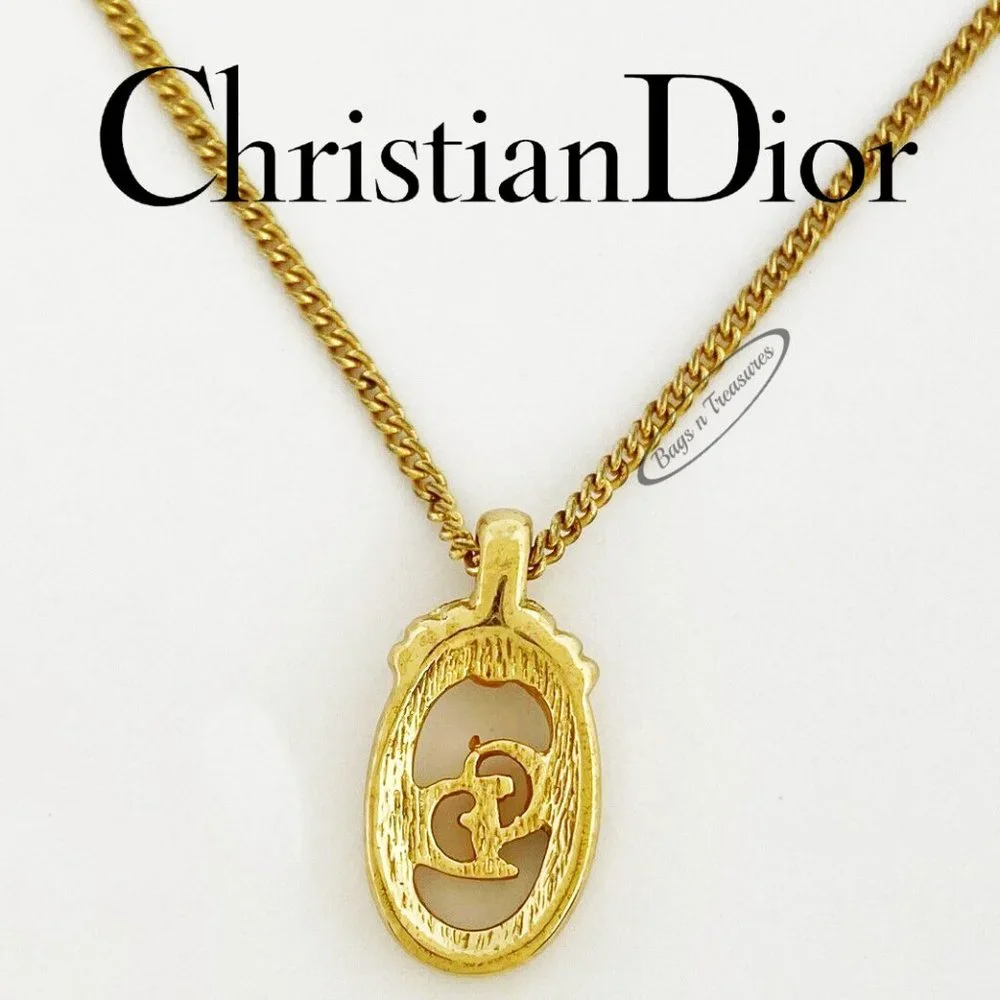 Signed Vintage Christian Dior CD Logo Pendant Necklace | New Old Stock - Picture 3 of 6